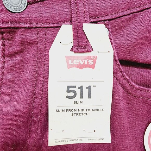 Levis womens jeans Slim Fit Mid Rise Burgundy W29 L29 Super Soft Stretch - Picture 9 of 14